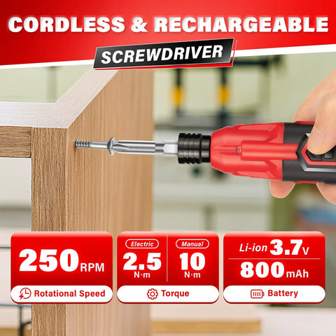 Top Rated Cordless Electric Screwdriver Kit With 28 Handy Bits And Magnetic Holder USB Powered For Quick Home Fixes And DIY Tasks Stored In A Slick Compact Case making quick assembly easy.