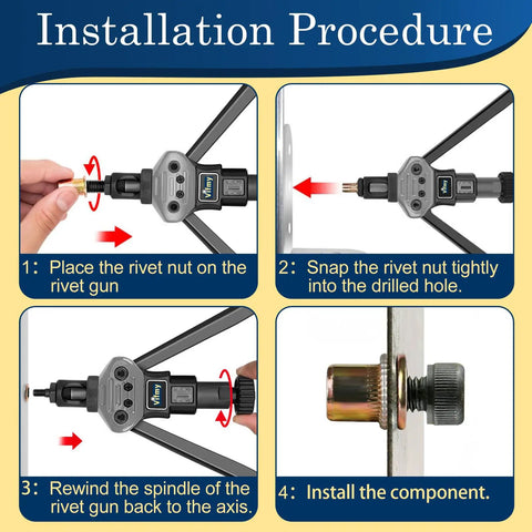 Installation procedure for Rivet Nut Kit 60 Pcs Five Sixteenth By Eighteenth UNC Zinc Plated Carbon Steel Flat Head Threaded Insert Nuts