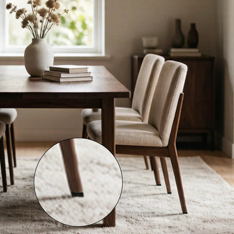 Soft Rubber Chair Feet 30x30mm Anti Slip Pads For Hardwood Floors on chair leg in dining room.
