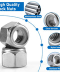 45 Pack 3/8-16 Nylon Lock Nuts In 304 Stainless Steel A2-70, Vibration Resistant Locking Nuts For Automotive And Machinery focus on structure