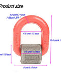 Red heavy-duty welded lifting ring with grey base block; alloy steel construction.