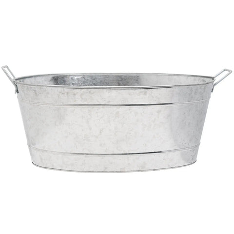Large Galvanized Steel Oval Tub For Farmhouse Decor And Garden Use Handmade Metal Tub With Rustic Charm Perfect For Planters And Outdoor Projects