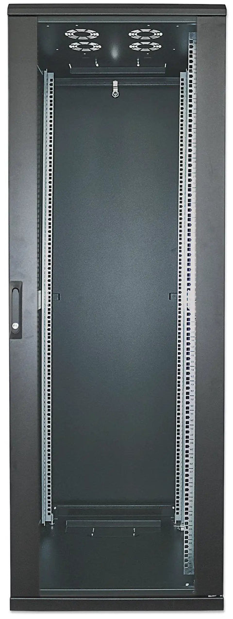 Heavy Duty 19 Inch Network Cabinet Server Rack Enclosure with secure locking doors and ventilation for organized tech.
