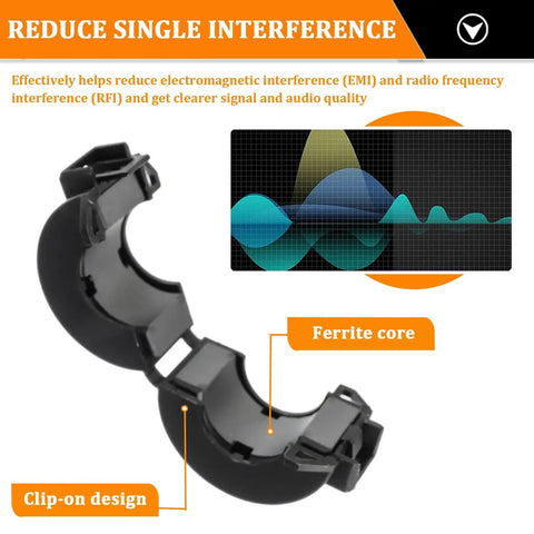15mm Black Clip On Ferrite Ring Core EMI RFI Noise Suppressor For Cables Pack Of 5 Improve Signal Clarity And Audio Quality