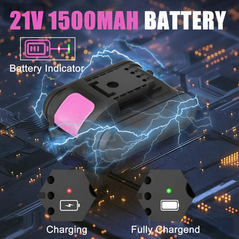 21V battery with indicators for the 20V Cordless Drill Kit With 2 Batteries, Charger, 3/8 Inch Keyless Chuck, DIY projects