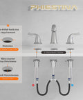 8 Inch Widespread Bathroom Faucet For 3 Hole Sink In Brushed Nickel With Metal Pop Up Drain And Water Supply Lines diagram
