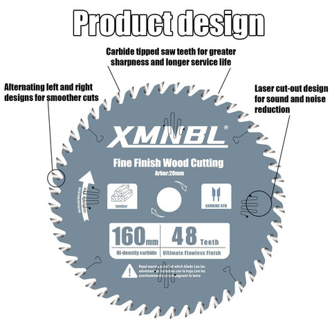 160mm Track Saw Blade With 48 Teeth Thin Kerf And Durable Carbide Tips For Long Life Replacement For Six And A Half Inch Twenty Arbor Track Saws Compatible With Cordless Plunge Saws Delivers Clean Splinter Free Wood MDF And Laminate showing product design details
