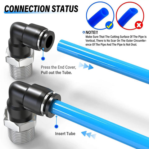 Pneumatic Male Elbow Push To Connect Fittings 6mm Tube OD X 1 Eighth Inch NPT Thread 90 Degree Copper And Plastic in use