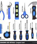 21-Piece Basic Household Tool Kit For Easy Grab-and-Go DIY Fixes, Portable Home Repair Set With Pouch, tools displayed