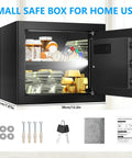 Beefy Steel 1.2 Cub Compact Home Safe With Fireproof And Waterproof Design showcasing open door with contents inside and accessories