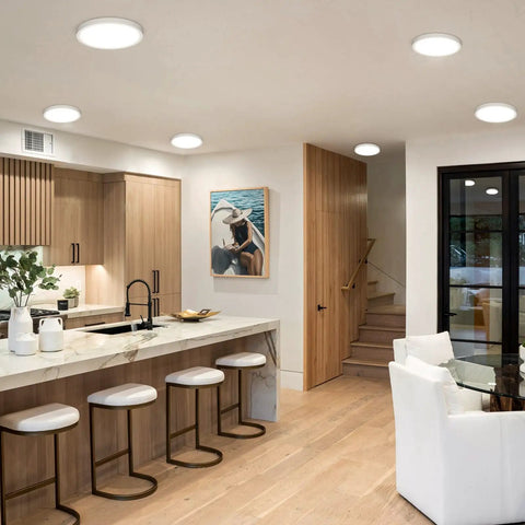 Energy Saving Led Flush Mount Ceiling Light With 3 Color Modes in modern kitchen setting