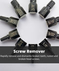 10 Piece Screw Extractor Set For Damaged And Stripped Screws Bolts Alloy Steel Heavy Duty Construction arranged in a circle
