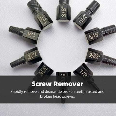 10 Piece Screw Extractor Set For Damaged And Stripped Screws Bolts Alloy Steel Heavy Duty Construction arranged in a circle