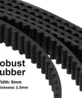 Close-up of Eight Pack 3D Printer Timing Belts 2GT-6 Closed Loop Rubber, 6mm wide with 1.5mm thickness detail.