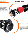 Exploded view of modular air filter with red foam and black cage design for Predator 212 Stage 2 Carb Kit With VM22 Carburetor And Exhaust.