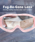 Over Glasses Safety Goggles With Anti Fog Clear Lens, ANSI Z87.1 Eye Protection For Lab Work And Industrial Use, pink goggles over wood