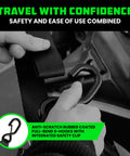 Two Pack Motorcycle Tie Down Straps With 2200 Pound Break Strength Steel Cam Buckles Integrated Soft Loops And S Hook Keeper Clip being secured on vehicle