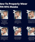 Steps on how to wear N95 Face Mask Respirator You Can Trust, Box Of 25, NIOSH Approved, Made In USA, Particulate Filter Over 95% Filtration
