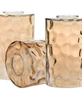 3 Pack Amber Hammered Glass Lamp Shade Replacement For 1-5/8 Inch Fitter 6-1/16 Inch Tall Water Ripple Cylinder Glass Globe Cover