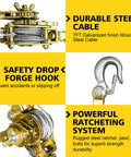 SENKEYFE Come Along Winch Puller, 3T, 10ft galvanized steel cable with two hooks for lifting and pulling