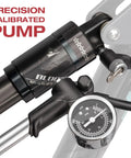 Close-up of High Pressure Mountain Bike Shock Pump With Gauge For 300 PSI Front Fork And Rear Suspension No Loss Air Pump