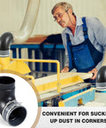 Two 4-Inch 90 Degree Elbow Dust Collection Hose Fittings Kit With Connect Elbow, Metal Clamps, And Rubber Flex Cuff Coupler