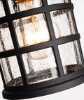 Close-up of 10 Inch Black Outdoor Coach Light with Seeded Glass Shade Waterproof Patio Wall Lights for Porch, ETL Listed, Wet Location Ready