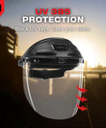Built Ridiculously Tough Safety Faceshield For Grinding And Cutting With Clear Antifog Polycarbonate Visor Adjustable Headgear ANSI Z87 Certified shown in sunset