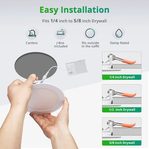 Installation process of Sixteen Pack 6 Inch LED Recessed Lighting With Junction Box 6000K Daylight White 1100 Lumens 12 Watt Dimmable