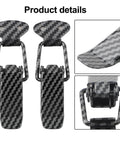 Set Of 2 Carbon Fiber Style Bumper Lock Clips With Quick Release Hooks shown in detail from various angles.