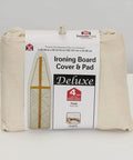 Deluxe Ironing Board Pad And Cover With Sewing Guide Pattern Cream, 4mm Thick Woven Fiber Pad, Pro Grade Cord Binding, Packaging