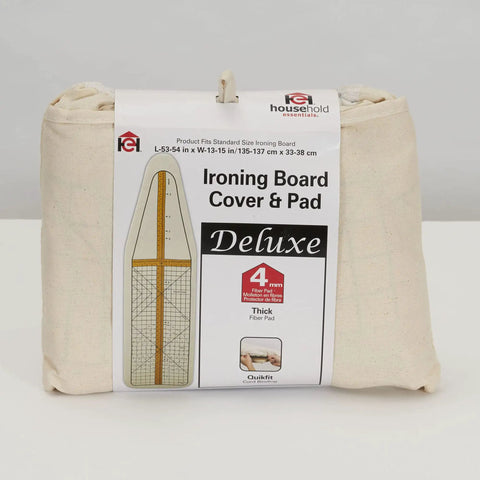 Deluxe Ironing Board Pad And Cover With Sewing Guide Pattern Cream, 4mm Thick Woven Fiber Pad, Pro Grade Cord Binding, Packaging