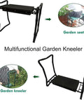 Foldable Garden Kneeler Seat 2 In 1 with EVA Foam Kneeling Pad and Tool Bag in garden seat and kneeler positions
