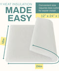 Front view of ceramic fiber insulation blanket, 1 in thick, 12 x 24 in, white for high-temp use