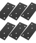 Heavy Duty Stainless Steel Mending Plates, Flat Metal Brackets For Quick Cabinet Fixing And Wood Repair, Zero Hassle Install With Included Screws, Solid As A Rock Furniture Reinforcement Kit Pack Of Ten, six flat black brackets with pre-drilled holes.
