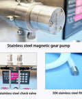 Heavy Duty Liquid Bottle Filler Machine With Digital Control And Dual Nozzles Delivers Effortless Drip Free Pours With No Sweat Featuring Reliable Foot Pedal System For Projects Up To 12 Liters with stainless steel pump and check valve.