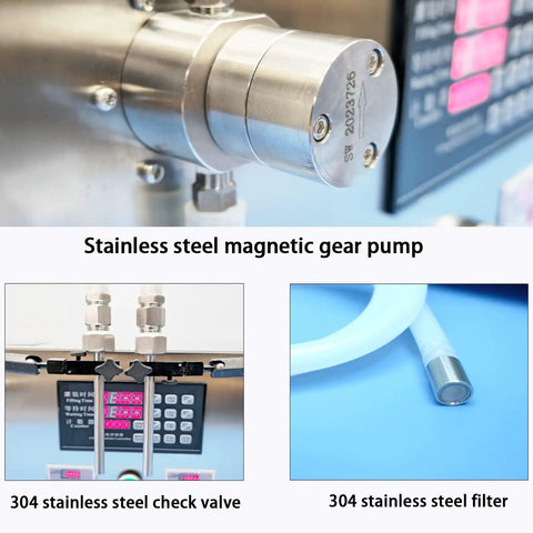 Heavy Duty Liquid Bottle Filler Machine With Digital Control And Dual Nozzles Delivers Effortless Drip Free Pours With No Sweat Featuring Reliable Foot Pedal System For Projects Up To 12 Liters with stainless steel pump and check valve.