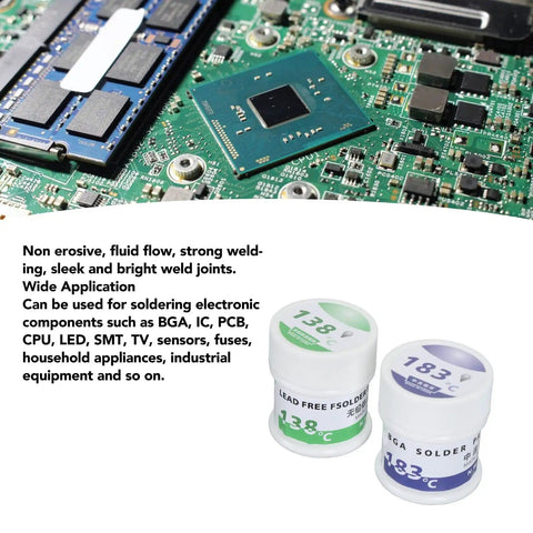 Electronic Chip Solder Paste Fifty Gram Non Erosive Smooth Multifunctional Soldering Flux With Bright Joint for PCBs shown
