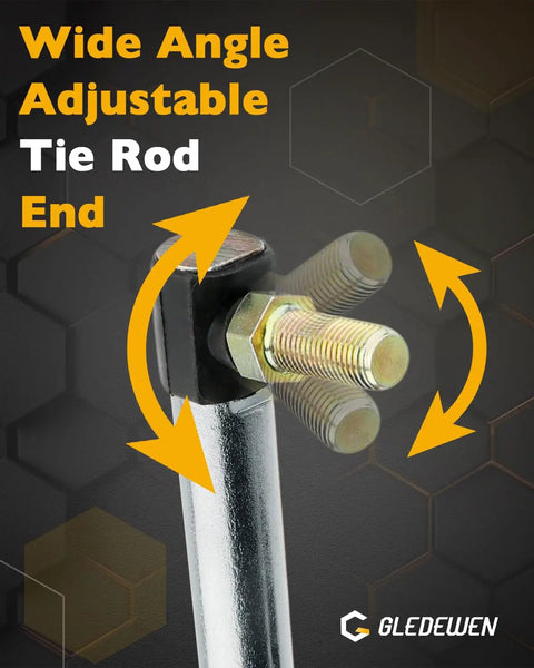 Steering Drag Link For Riding Lawn Mowers Adjustable Tie Rod End, steel rod with threaded joint and angle arrows