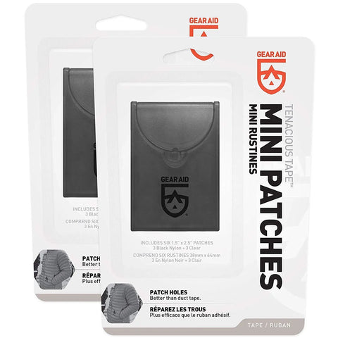 Tenacious Tape Mini Patches With Peel And Stick Adhesive For Holes And Tears In Winter Gear Down Jackets Sleeping Bags Tents And Rain Gear Black And Clear 2 Pack packaging