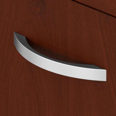 Metal handle on Series C 3 Drawer Rolling File Cabinet In Hansen Cherry Fully Assembled Under Desk Storage With Wheels
