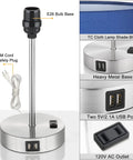 Blue Touch Control Desk Lamp With 3 Way Dimmable Brightness USB Ports And AC Outlet Bedside Nightstand Lamp for Living Room