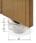 Heavy Duty Clear Stackable Furniture Risers Set Of 8 Adjustable Bed Lifters With Secure Grip 1 To 3 Inch Flexible Lift Acrylic Foot Expanders For Couches Shelves And Nightstands No Sweat Setup under a wooden desk, showing dimensions.