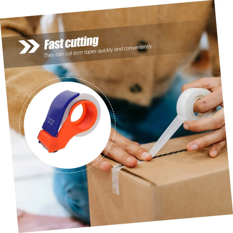 Doitool 3 Pack Nonslip Tape Cutting Machines For Food Bags Reusable Carton Sealers easy to use, 6cm tape cutter on cardboard.