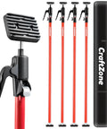 Heavy Duty Cabinet Jacks Support Poles, 4 Pack Telescopic Drywall Lift Assist Tools with durable red poles and carrying case.