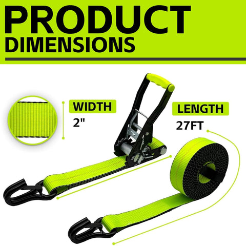 Beefy Heavy Duty Ratchet Straps With Forged J Hooks 2 Inch By 27 Foot Tie Down Straps 10000 Pound Break Strength 3333 Pound Working Load