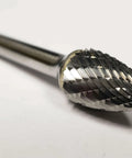 Half Inch SG 13 Carbide Burr Pointed Tree Double Cut for metalworking and deburring solid carbide burr, side view