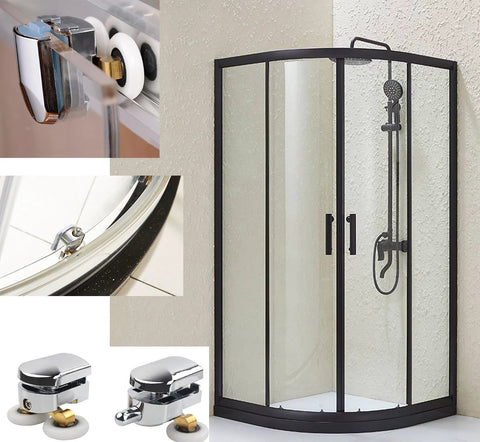 8 Piece Shower Door Rollers Set With 25mm Sliding Door Wheels For Curved Glass Doors 4 To 6mm Thick Upper And Lower Runners