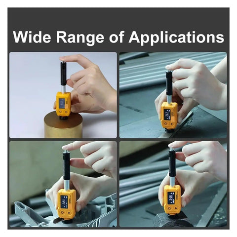 Heavy Duty Portable Digital Hardness Tester For Steel And Cast Iron Featuring Dead Nuts Accurate Leeb Gauge Readings in use.