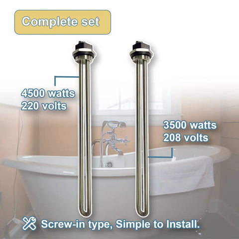 Two Pack Screw In Electric Water Heating Elements 208V 3500W And 240V 4500W Replacement Parts For Electric Tank Heaters